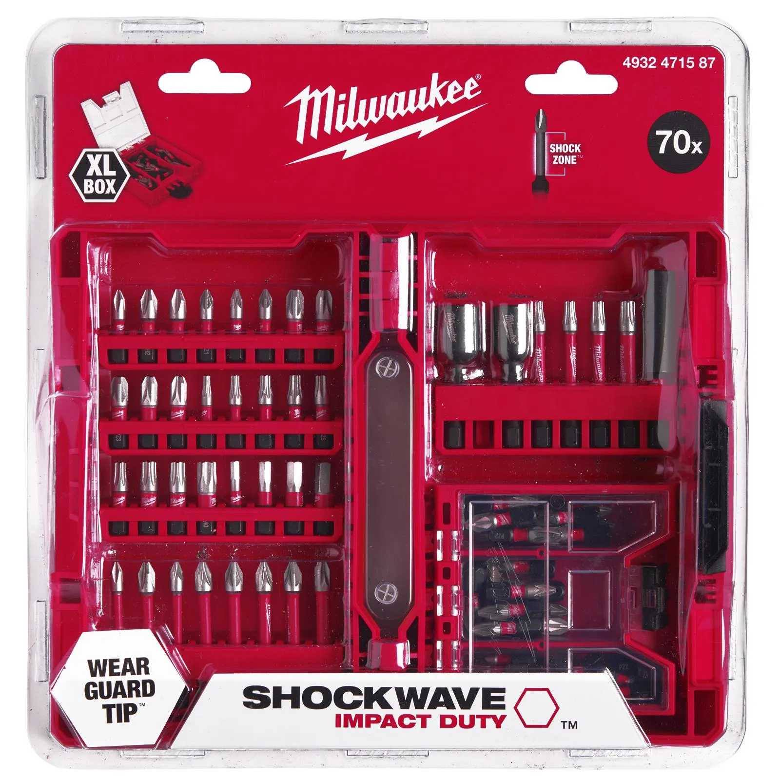 Milwaukee Impact Screwdriver Bit Set 70 Piece SHOCKWAVE Impact Duty in Case