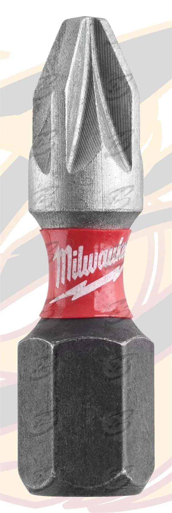 MILWAUKEE PZ2 x 25MM POZIDRIVE IMPACT DRILL / DRIVER BIT ( SHOCKWAVE IMPACT DUTY ) ( x 20 )