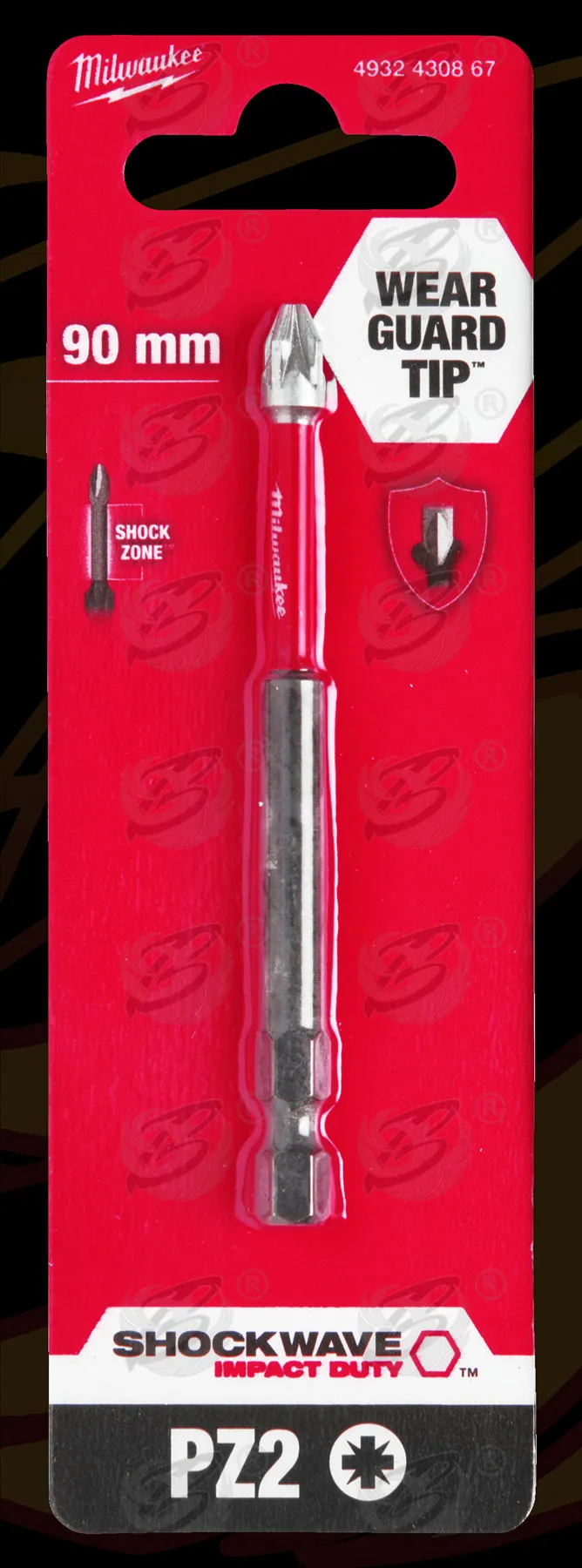 MILWAUKEE PZ2 x 90MM POZIDRIVE IMPACT DRILL / DRIVER BIT ( SHOCKWAVE IMPACT DUTY )