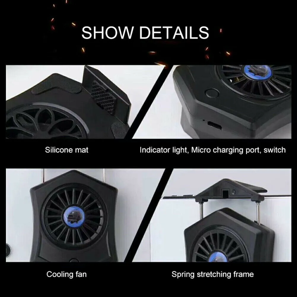 Mobile Phone Radiators Cooling Fan Stand Charging The Treasure Game Controller  For All Types Of Mobile Phones black