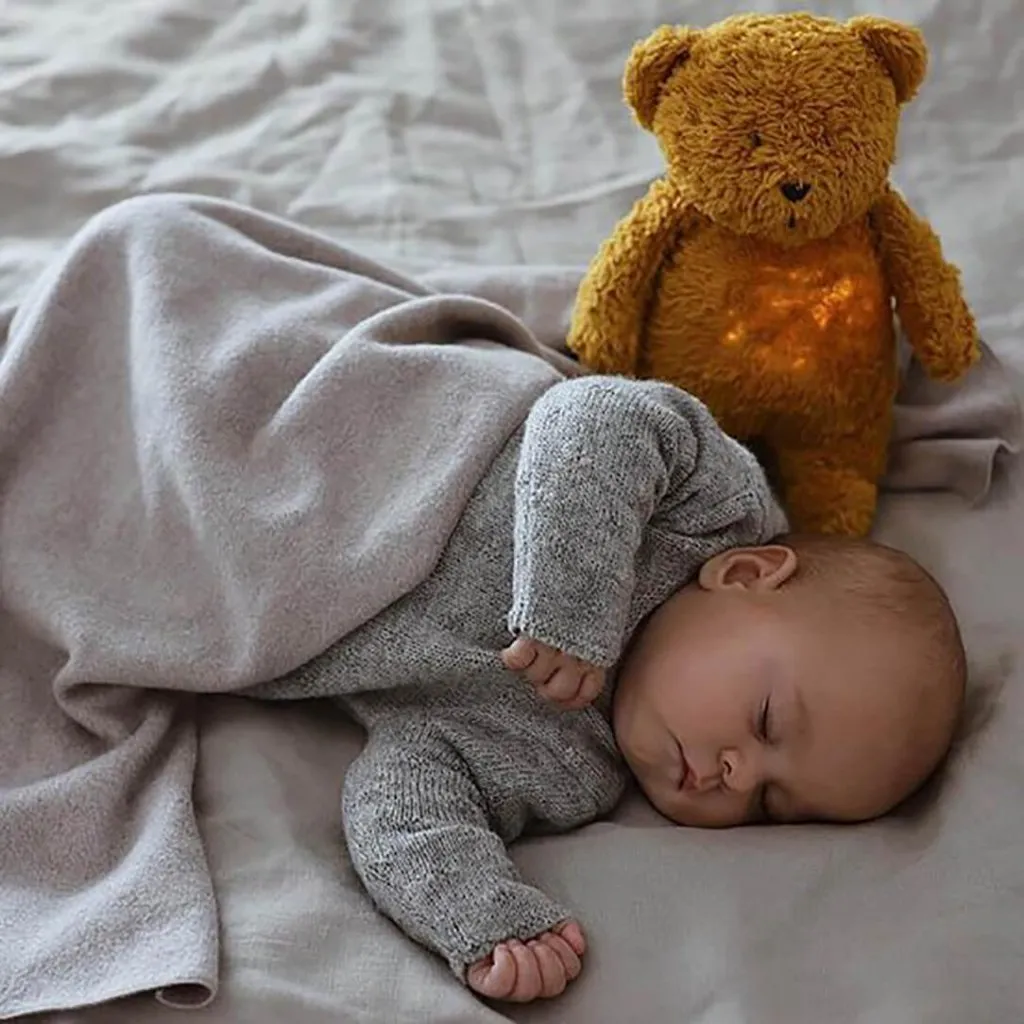 MOONIE Organic Humming Bear Nightlight - Honey Natur