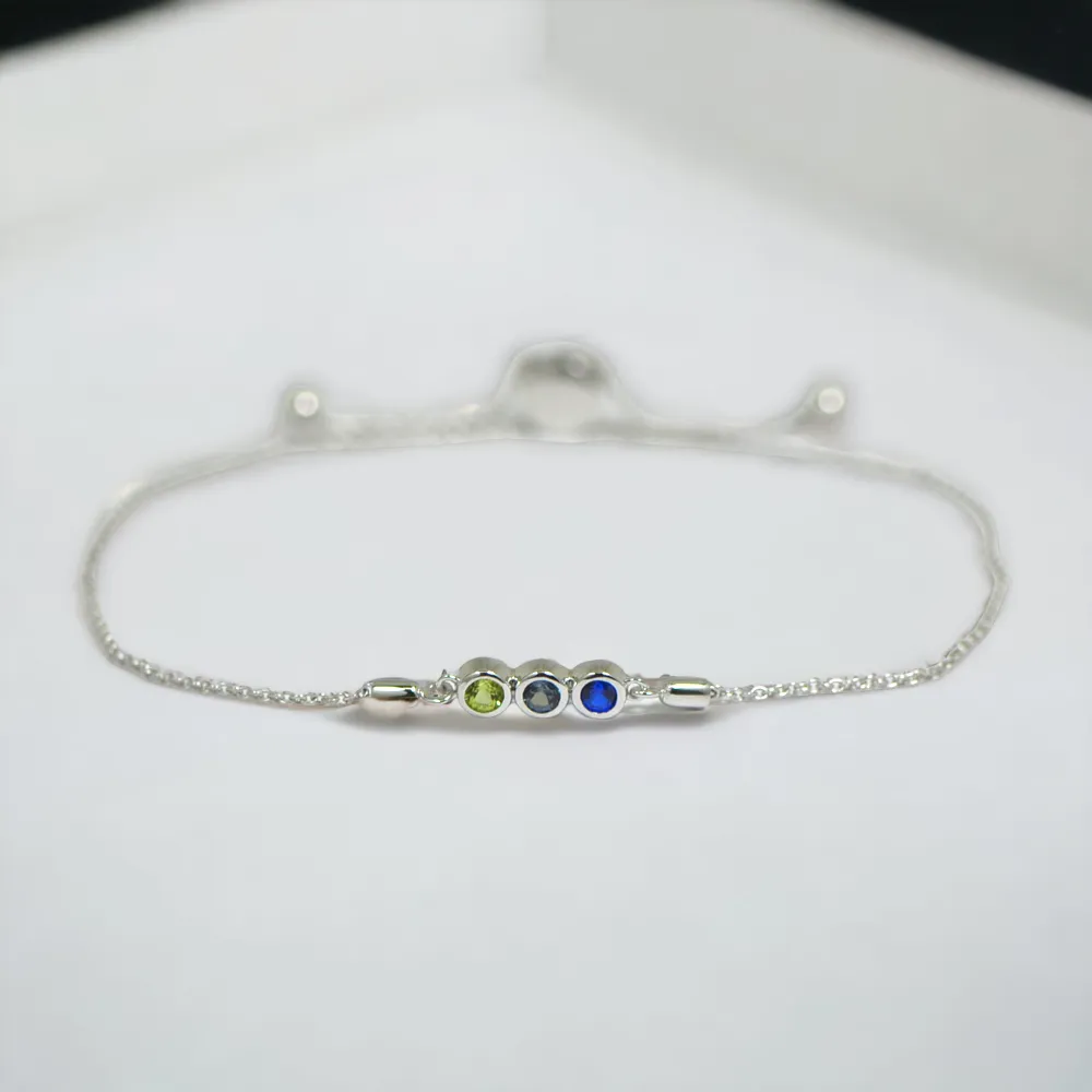 Mother's Family Bezel-Set Adjustable Slide Bracelet