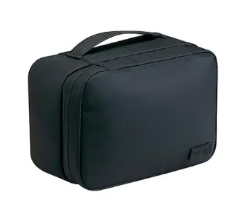 NEW GRASARY Dust-proof Brush Storage Case Protective Bag Travel Makeup Large Capacity with Fixing Strap Easy to Carry Handle Transparent Window Waterproof, Black
