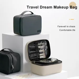 NEW GRASARY Dust-proof Brush Storage Case Protective Bag Travel Makeup Large Capacity with Fixing Strap Easy to Carry Handle Transparent Window Waterproof, Black