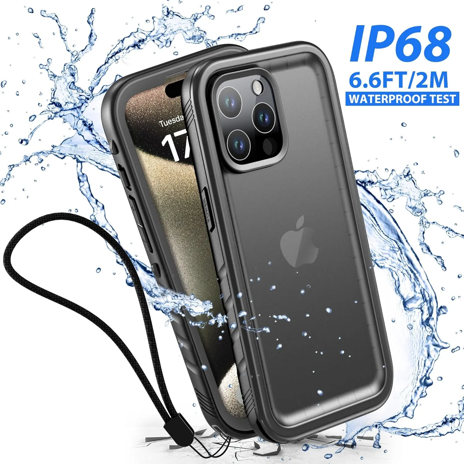 NEW SPORTLINK for iPhone 15 Pro Max - Compatible with iPhone 15 Pro Max Waterproof Case, 360 Full Body Protection with Screen Protector [IP68 Waterproof Phone Case][Military-Grade Shockproof | Dustproof]