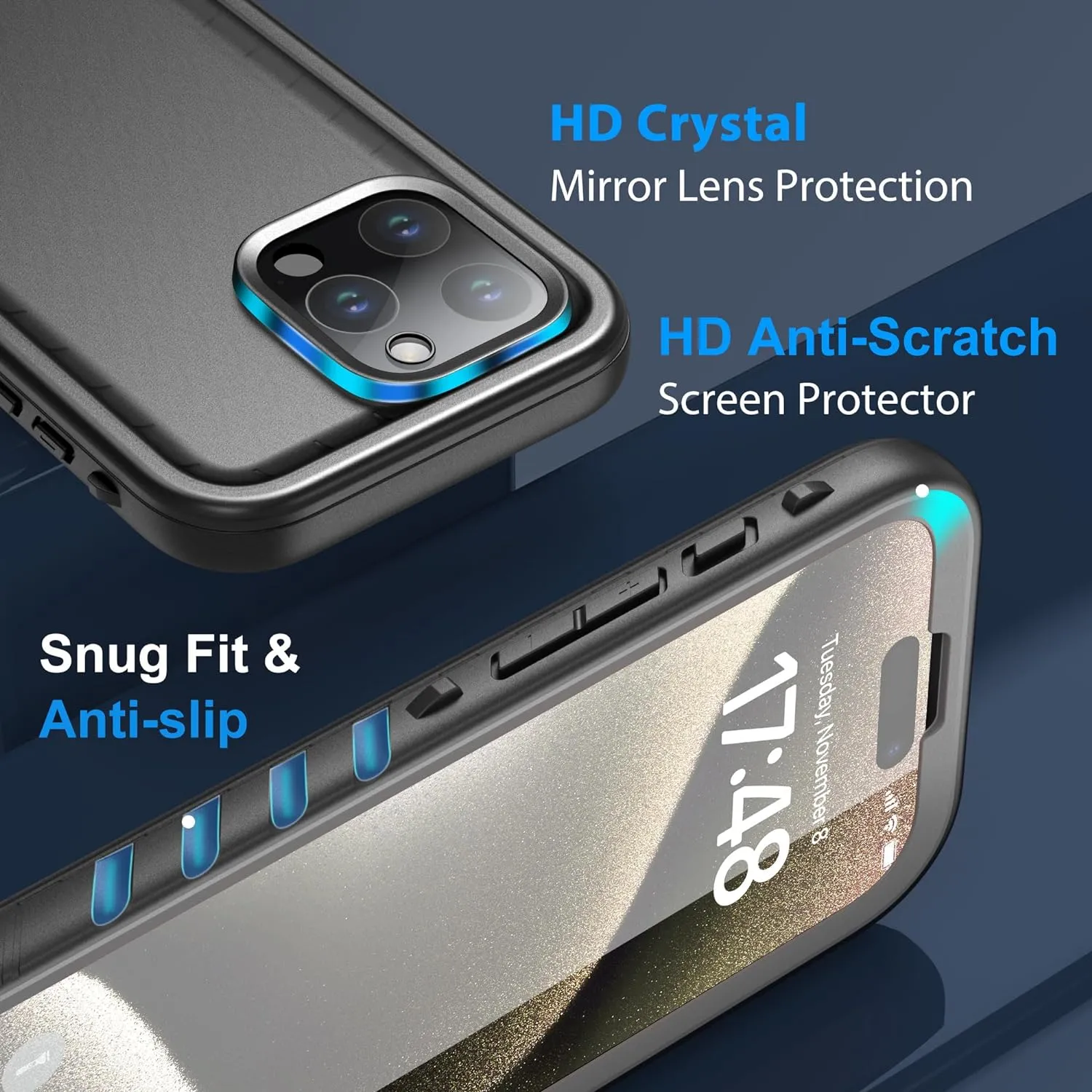 NEW SPORTLINK for iPhone 15 Pro Max - Compatible with iPhone 15 Pro Max Waterproof Case, 360 Full Body Protection with Screen Protector [IP68 Waterproof Phone Case][Military-Grade Shockproof | Dustproof]