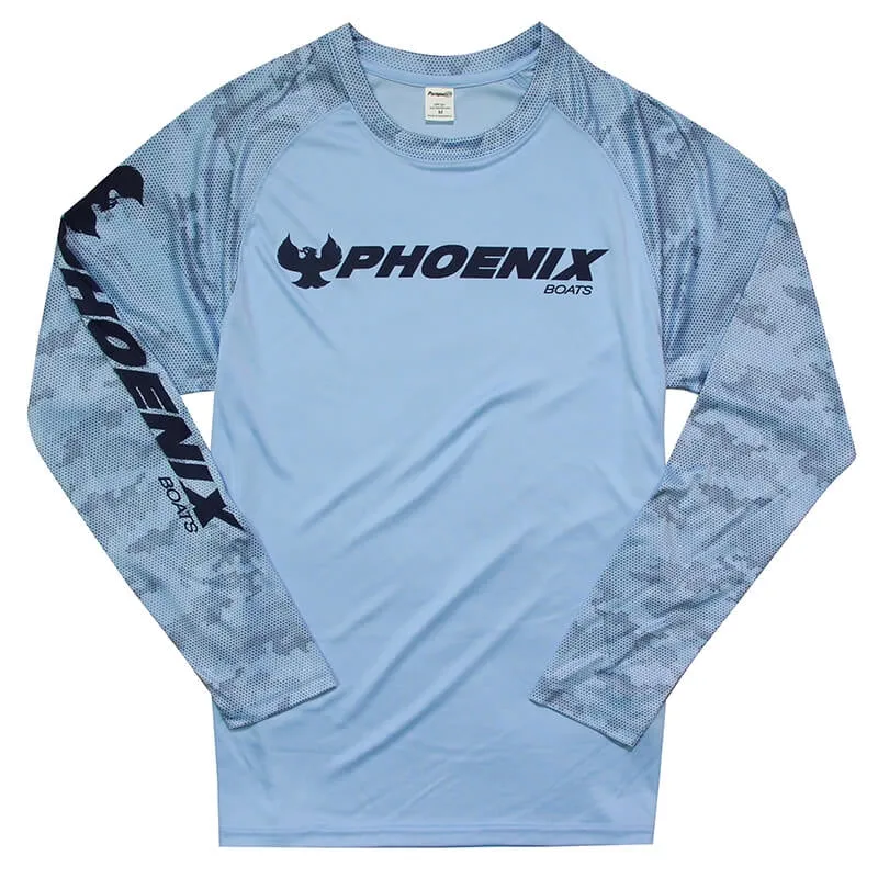 Offshore LS Camo Print Tee - Blue Mist