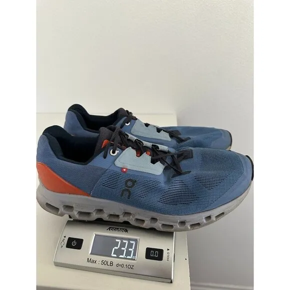 On Running Cloudstratus Lake Blue Flare Orange Sneaker Shoes Athletic Men's 12