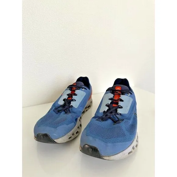 On Running Cloudstratus Lake Blue Flare Orange Sneaker Shoes Athletic Men's 12