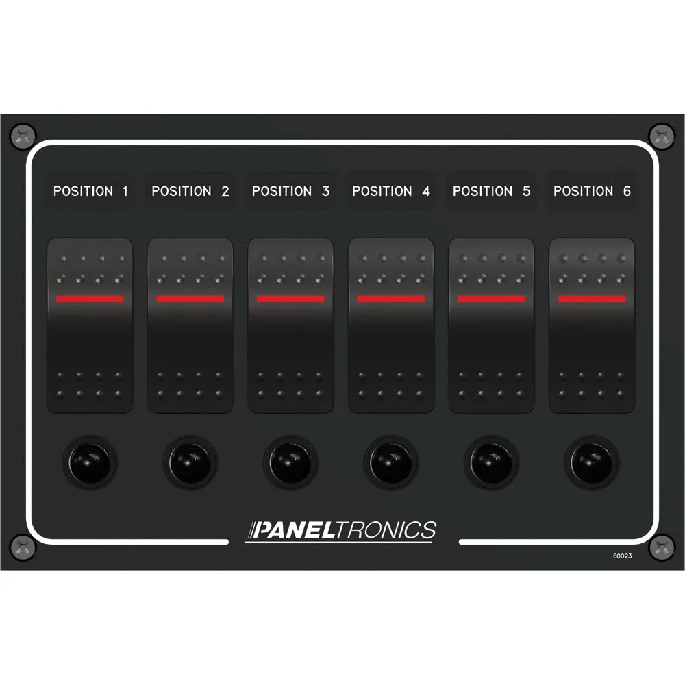 Paneltronics Waterproof Panel - DC 6-Position Illuminated Rocker Switch & Circuit Breaker [9960023B]