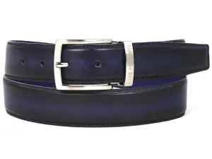 Paul Parkman Men's Hand-Painted Leather Belt in Dual Tone Navy & Blue