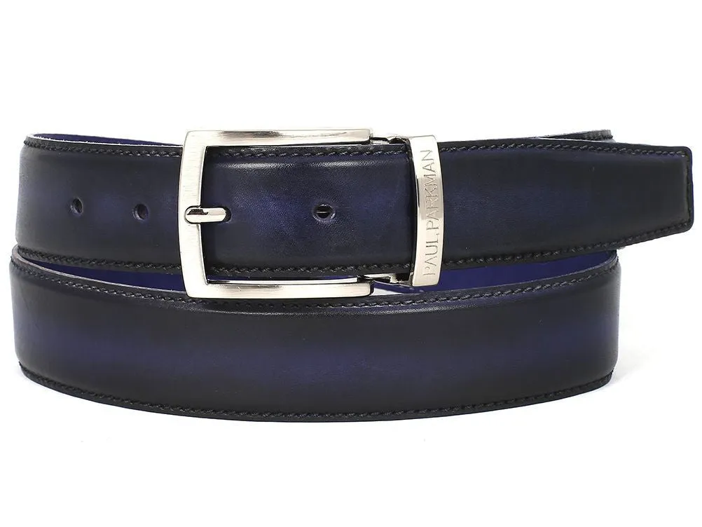 Paul Parkman Men's Hand-Painted Leather Belt in Dual Tone Navy & Blue