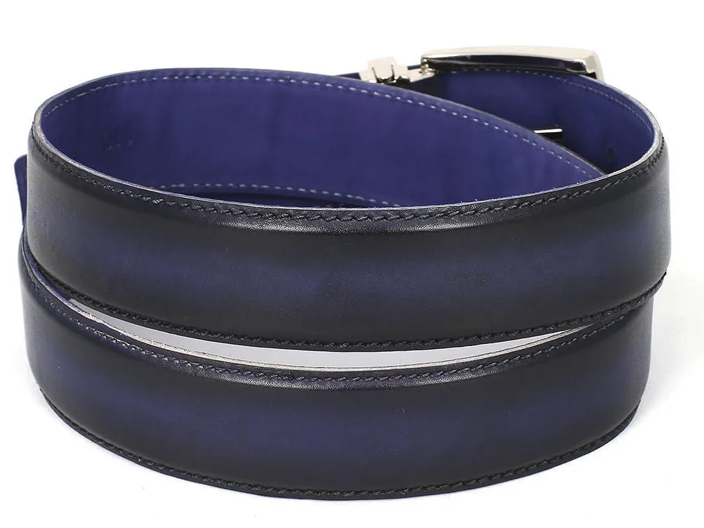 Paul Parkman Men's Hand-Painted Leather Belt in Dual Tone Navy & Blue