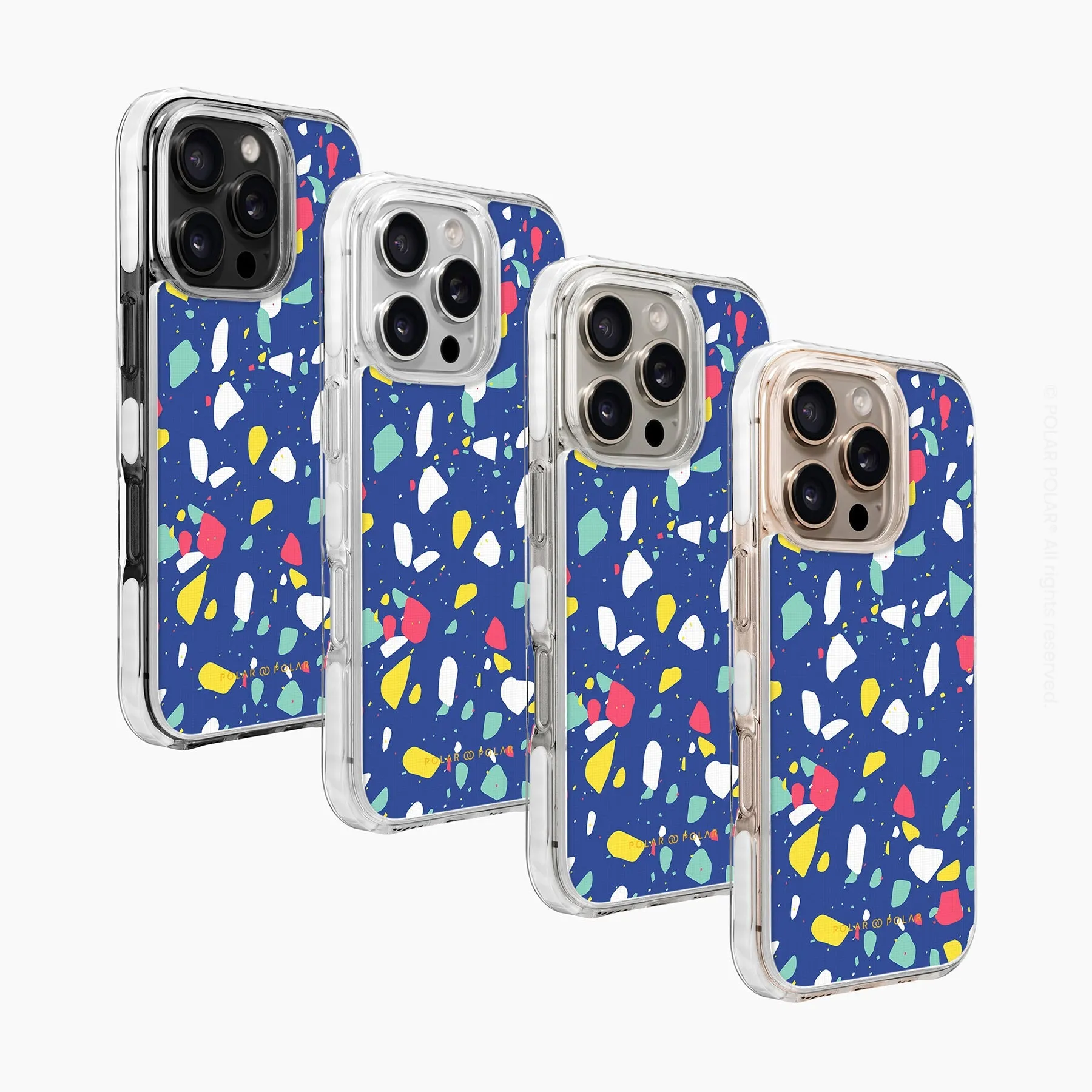 Royal Blue Terrazzo - iPhone 16 Pro Max Clear Bumper MagSafe Case