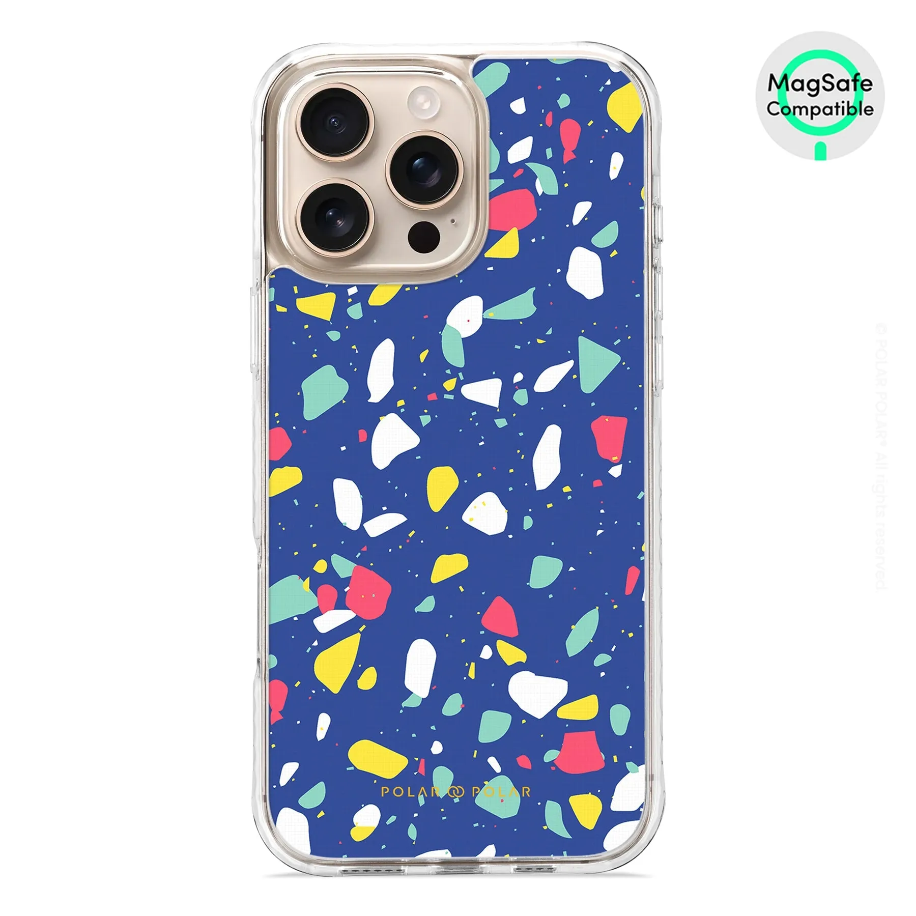 Royal Blue Terrazzo - iPhone 16 Pro Max Clear Bumper MagSafe Case