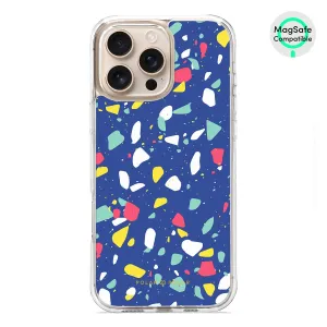 Royal Blue Terrazzo - iPhone 16 Pro Max Clear Bumper MagSafe Case