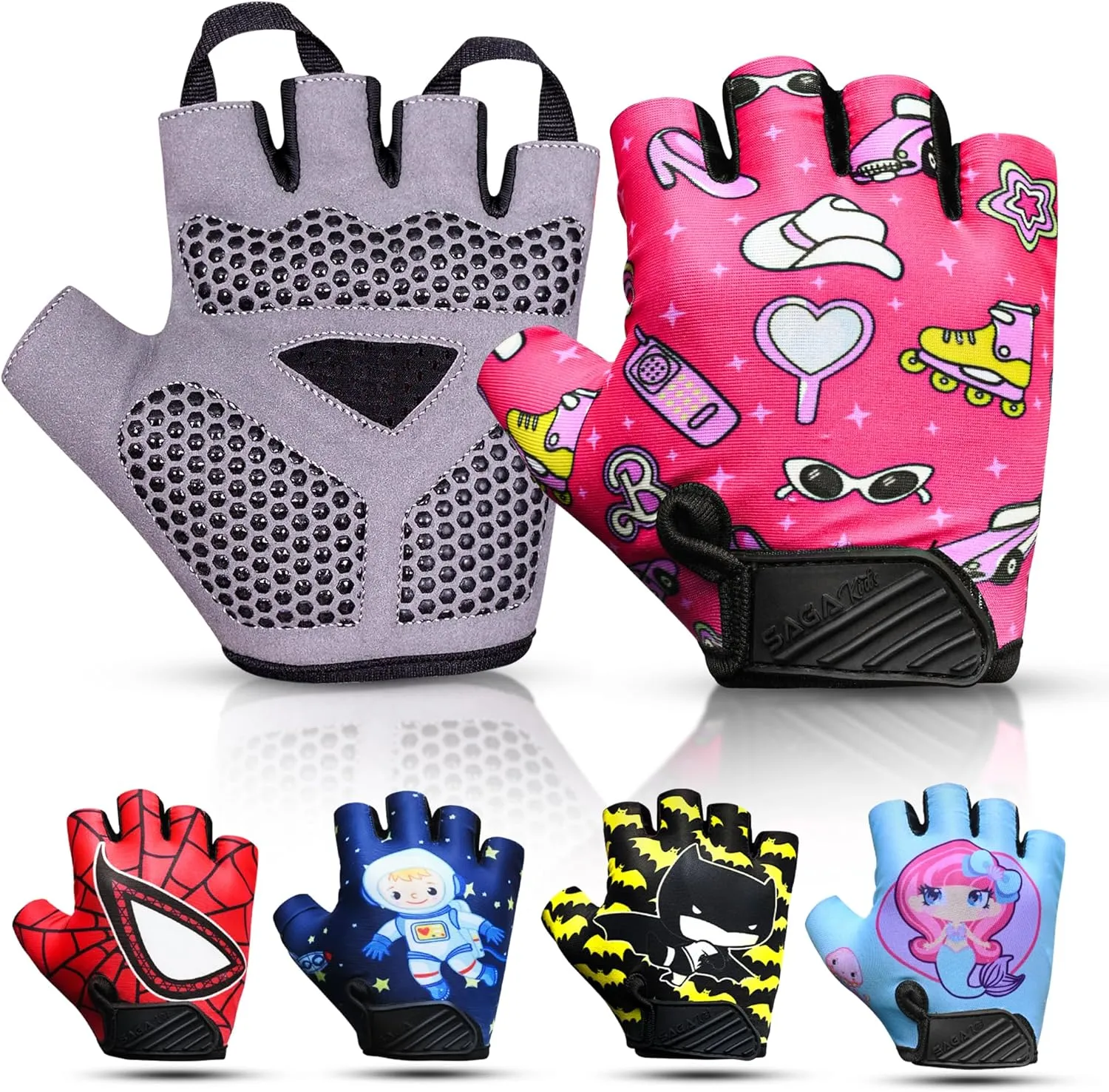 SAGA SPORTS Half Finger Kids Cycling Gloves - Grip, Comfort, Style!
