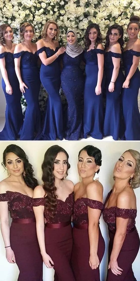 Sexy Ivory Long Cap Sleeve Lace Mermaid Long Bridesmaid Dresses, WG10