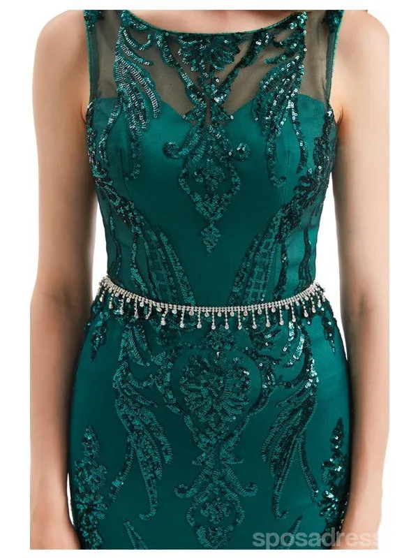 Sexy Mermaid Sleeveless Green Jewel Backless Long Prom Dresses Online,12777
