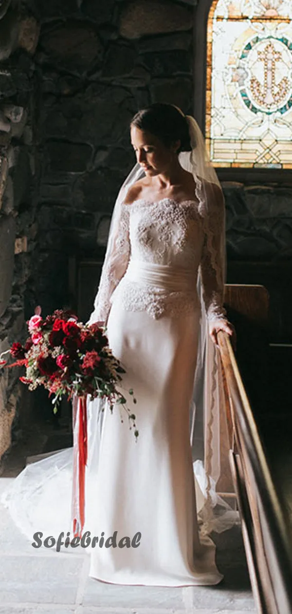 Sexy Straight Mermaid Long Sleeve Wedding Dresses Online,SFWD0034