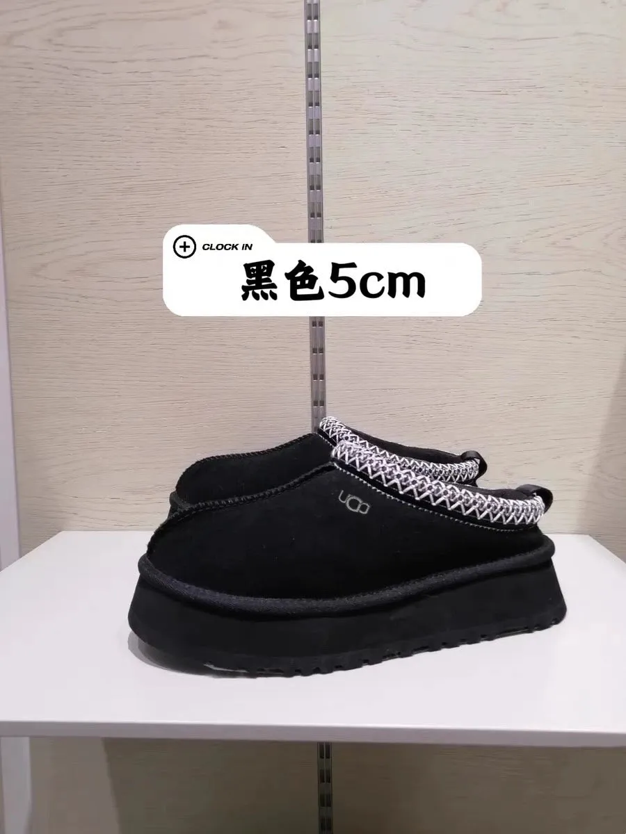 Sheepskin and Fur Snow Boots Toe Box for Outdoors Slippers