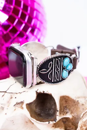 Signature Stitches Turquoise Faux Leather Band for Smart Watch, 38mm-41mm