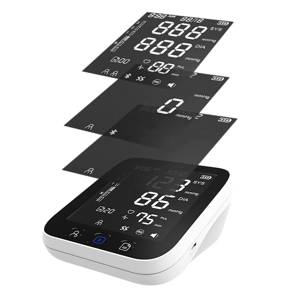 Smart Bluetooth Blood Pressure Monitor With Adjustable Arm Cuff