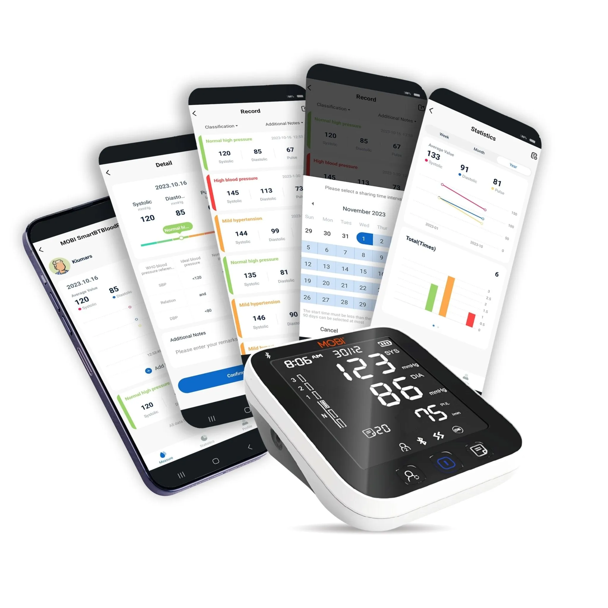 Smart Bluetooth Blood Pressure Monitor With Adjustable Arm Cuff