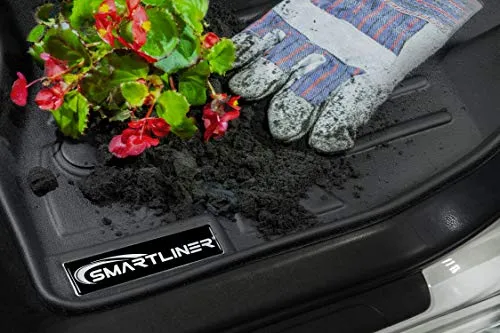 SMARTLINER Custom Fit Floor Mats 2 Row Liner Set Black for 2015-2021 Mercedes Benz C Class Sedan Only