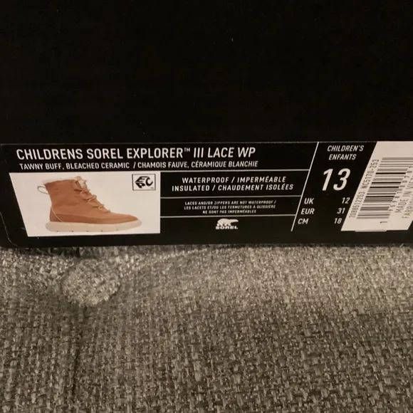 Sorel Children's Explorer III Lace-Up Waterproof Booties, size 13