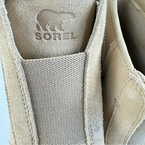SOREL Out N About Casual Sporty Pull On Tan Suede Wedge Sneaker Women's Size 7.5