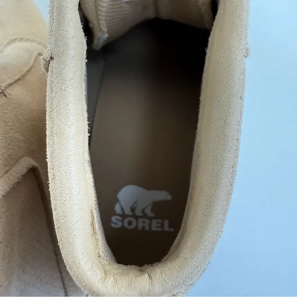SOREL Out N About Casual Sporty Pull On Tan Suede Wedge Sneaker Women's Size 7.5