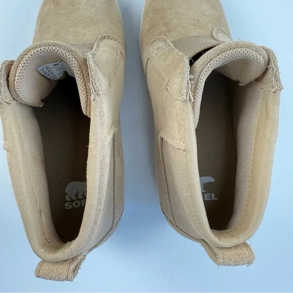 SOREL Out N About Casual Sporty Pull On Tan Suede Wedge Sneaker Women's Size 7.5