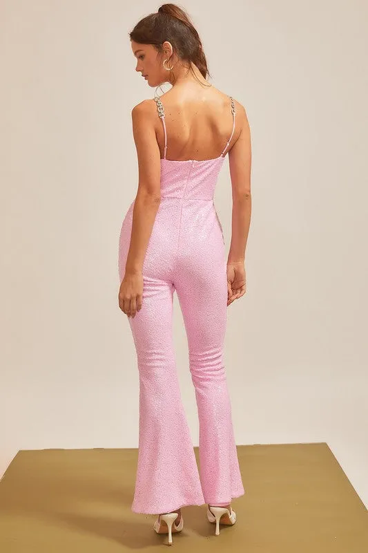 Sparkle Trim Sequin Jumpsuit