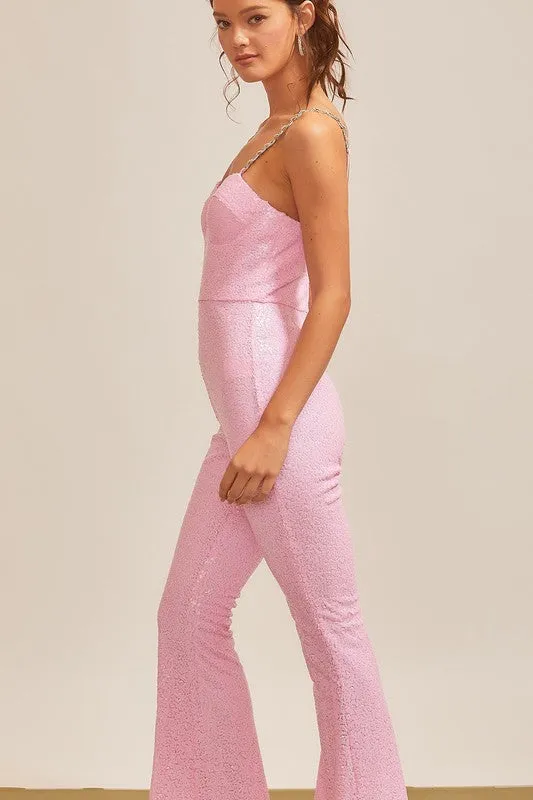 Sparkle Trim Sequin Jumpsuit