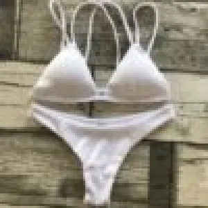 Sporty Ribbed White Bikini Set