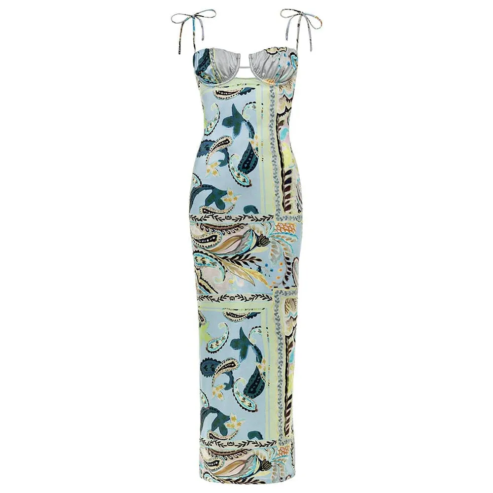 St. Barths Floral Petal Long Slip Dress