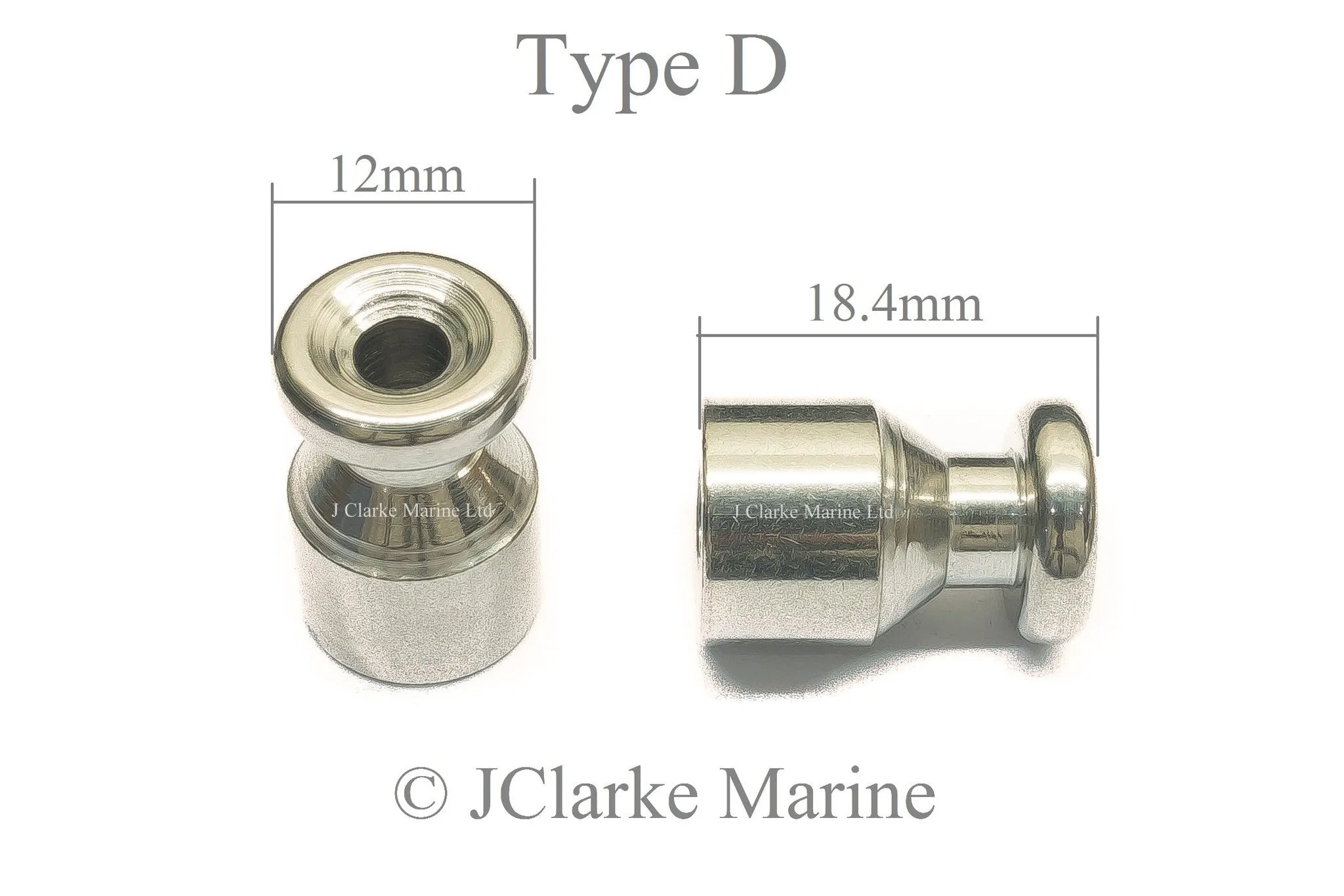 Stainless steel lacing button long Type D 316 A4 marine grade