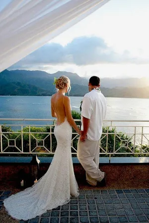 Vintage Mermaid Spaghetti Lace Bridal Gown, Sexy Backless Beach Wedding Dress,SW55