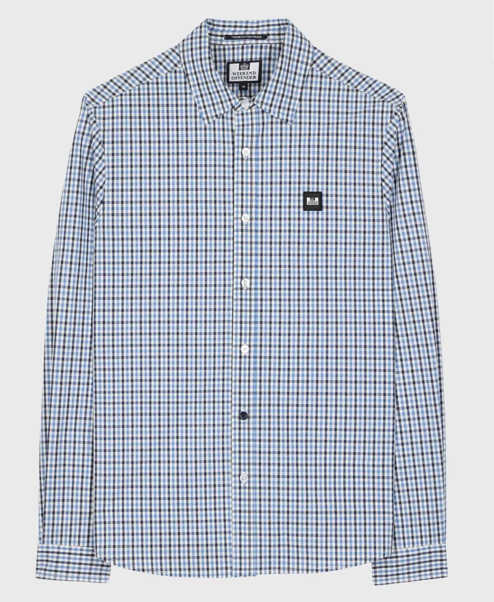 Weekend Offender Lisbon L/S Shirt Blue House Check