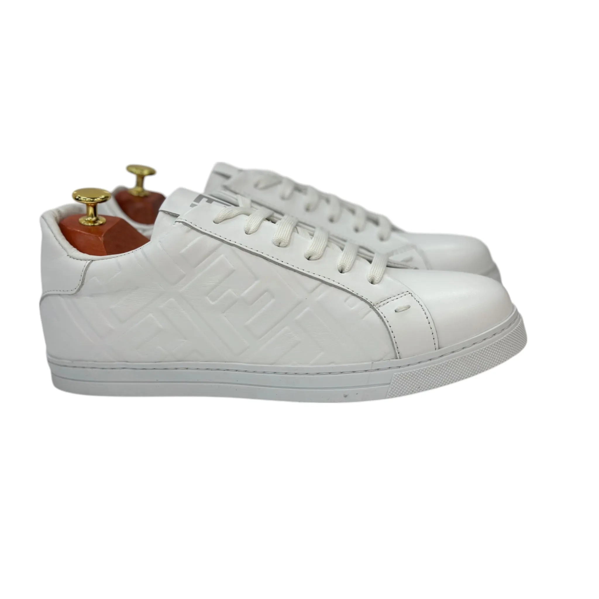 White Sneakers- With Lace-Detailed Leather-Rubber Bottom-8503