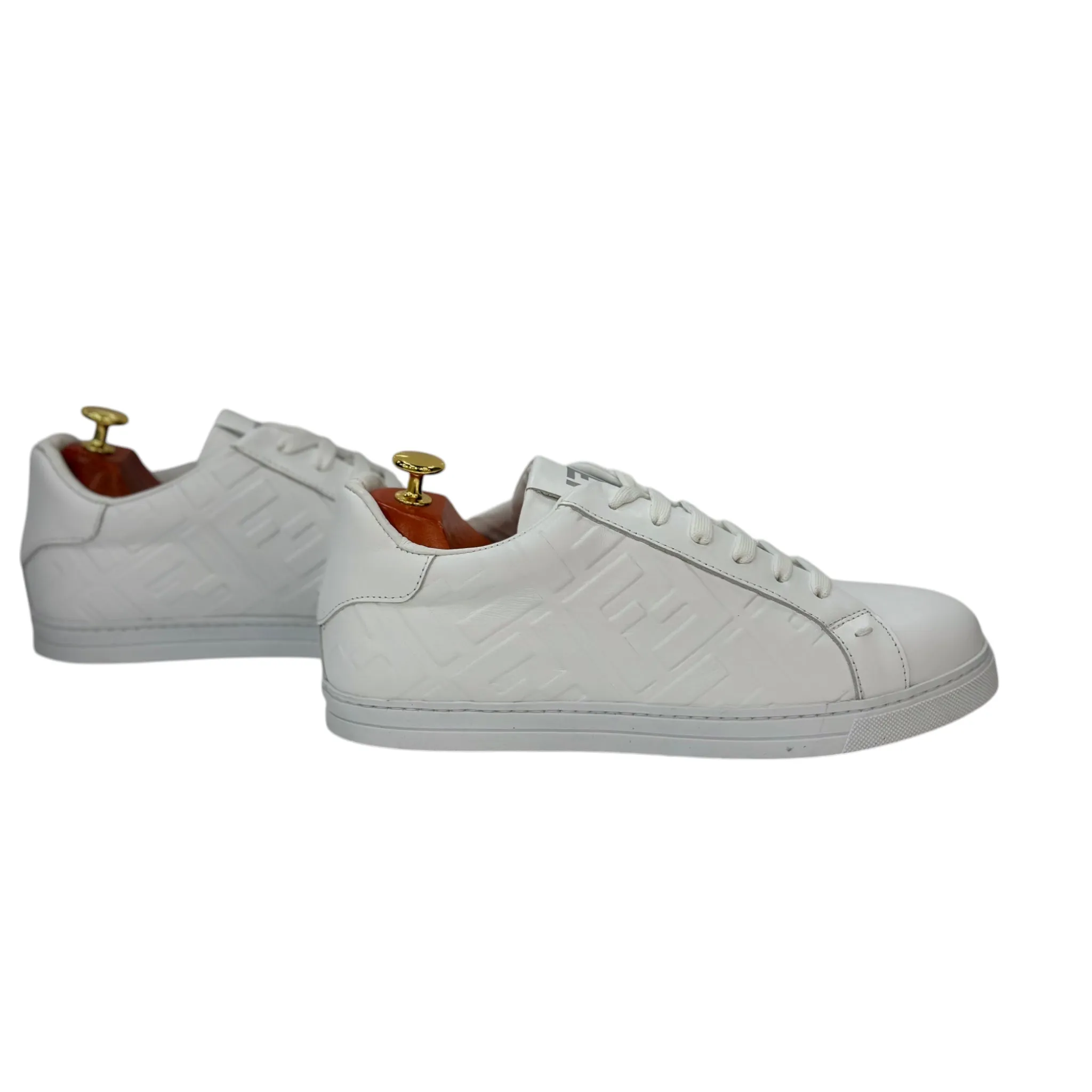 White Sneakers- With Lace-Detailed Leather-Rubber Bottom-8503