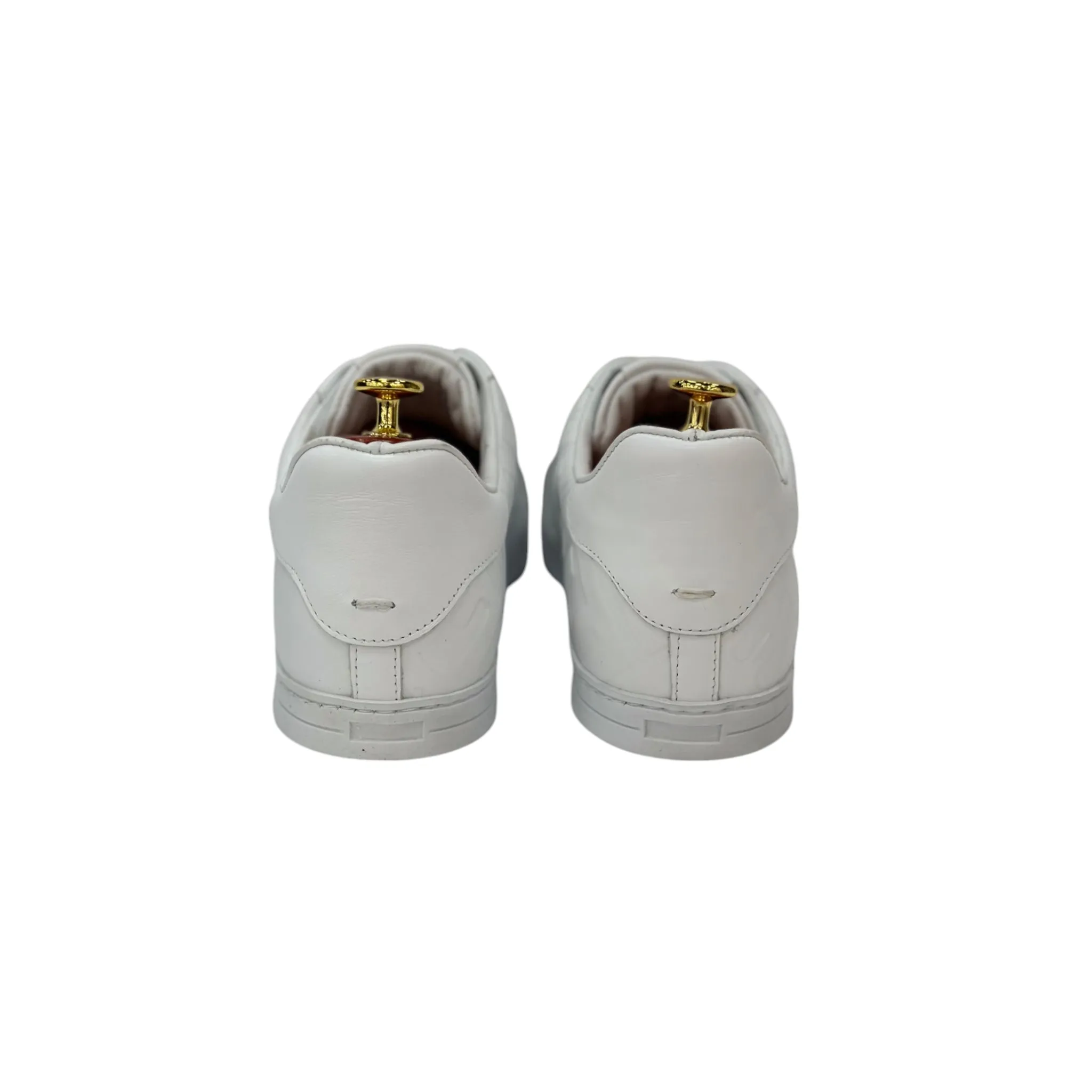 White Sneakers- With Lace-Detailed Leather-Rubber Bottom-8503