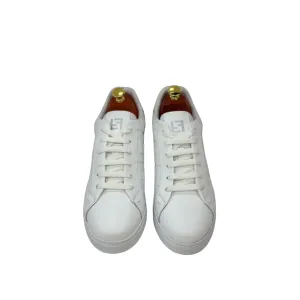 White Sneakers- With Lace-Detailed Leather-Rubber Bottom-8503