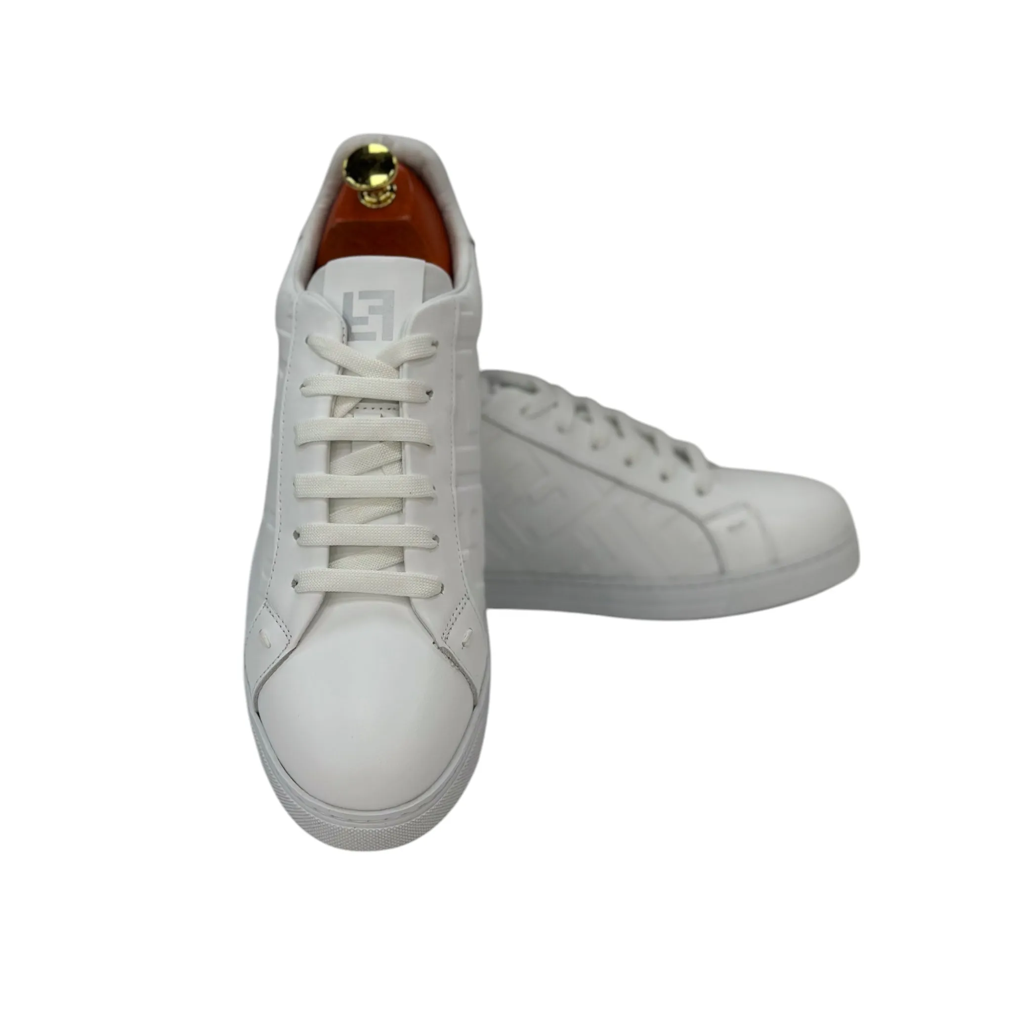 White Sneakers- With Lace-Detailed Leather-Rubber Bottom-8503