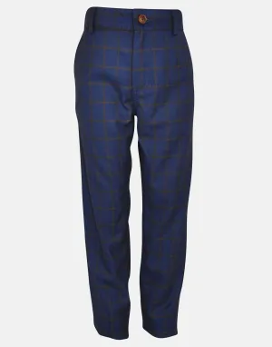 William: Navy check trousers