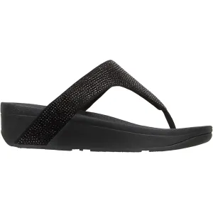 Women's Fit Flop Lottie Shimmercrystal Toe Post Black Fabric
