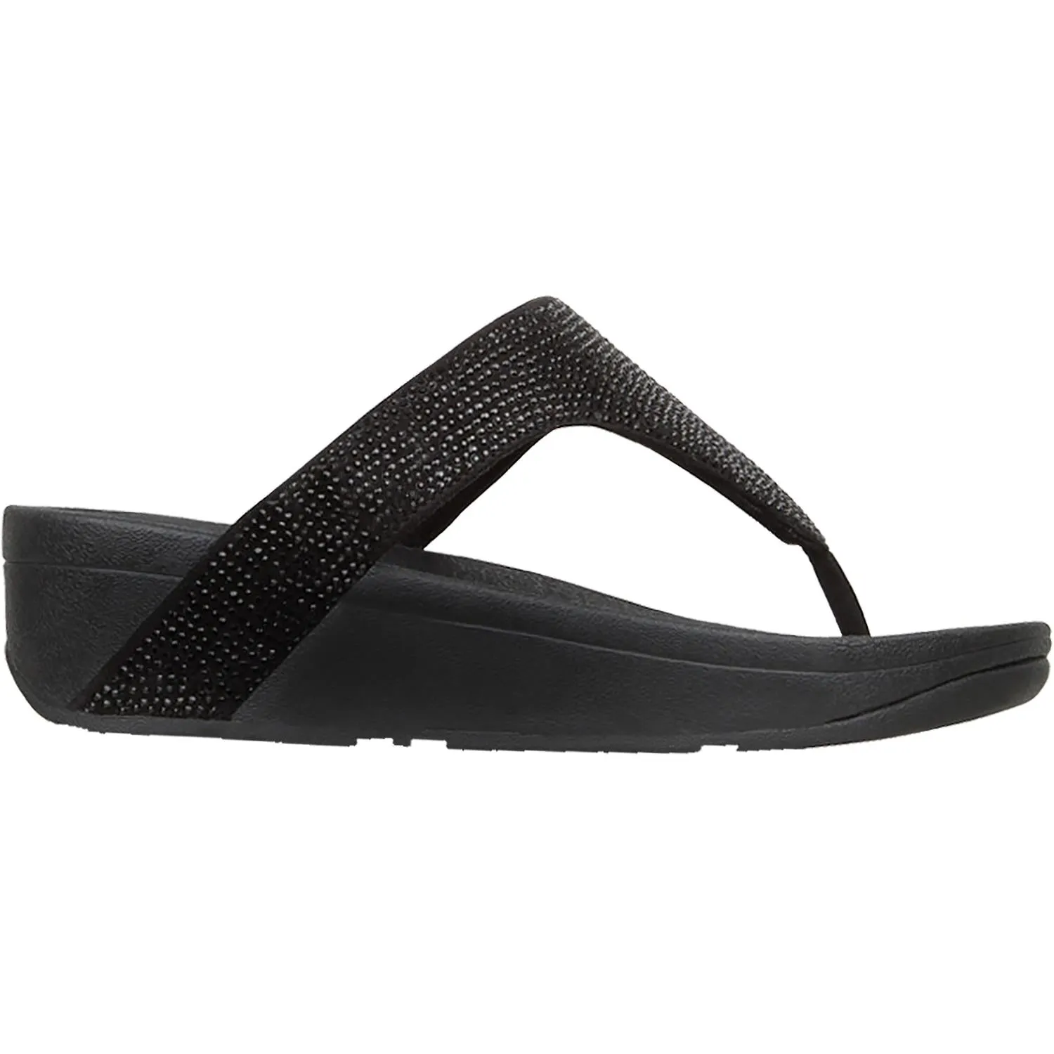Women's Fit Flop Lottie Shimmercrystal Toe Post Black Fabric