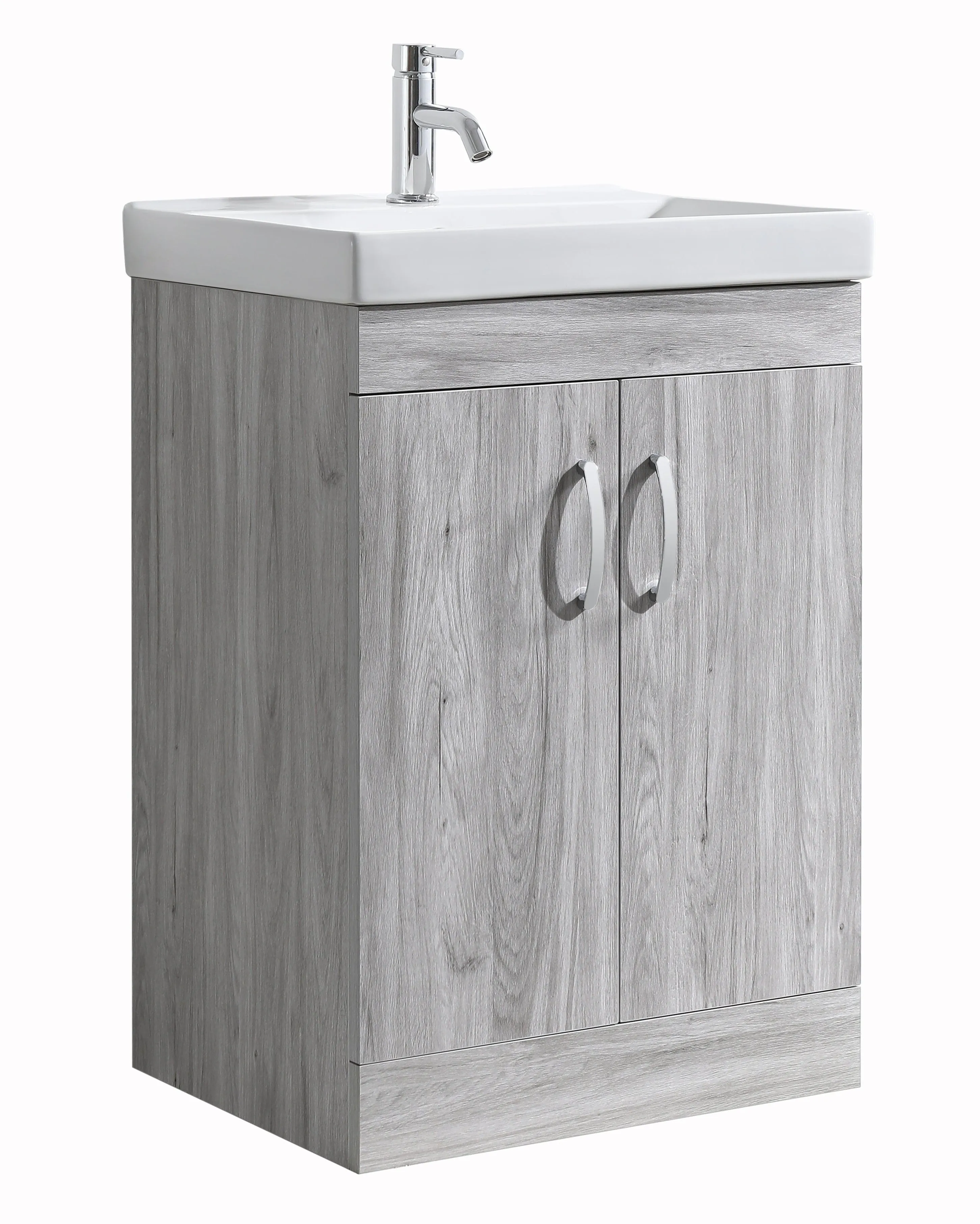 Zen 600mm Waterproof Wood Effect PVC Vanity Unit With Doors and Basin