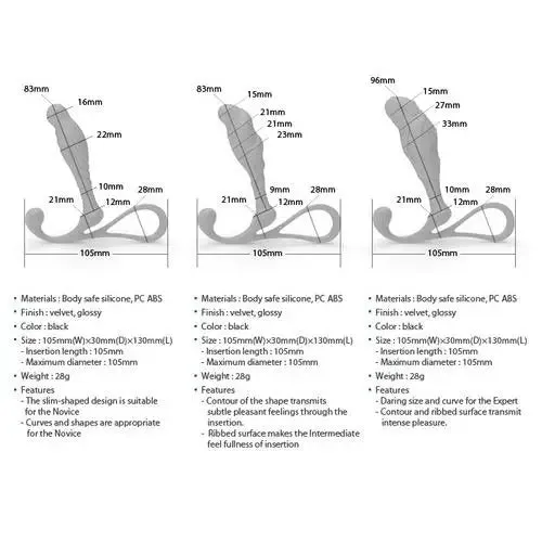 Zini Black Anti-shock Medium Prostate Massager for Him